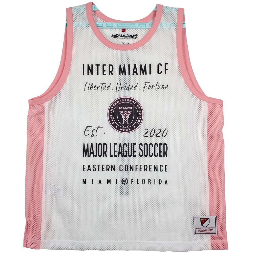 Inter Miami CF Mitchell & Ness MLS Womens Medium Jersey Tank‎ Top White Pink New